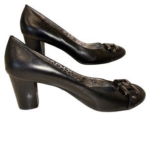 Anne Klein Black leather Heels Iflex Fannon Size 7 1/2